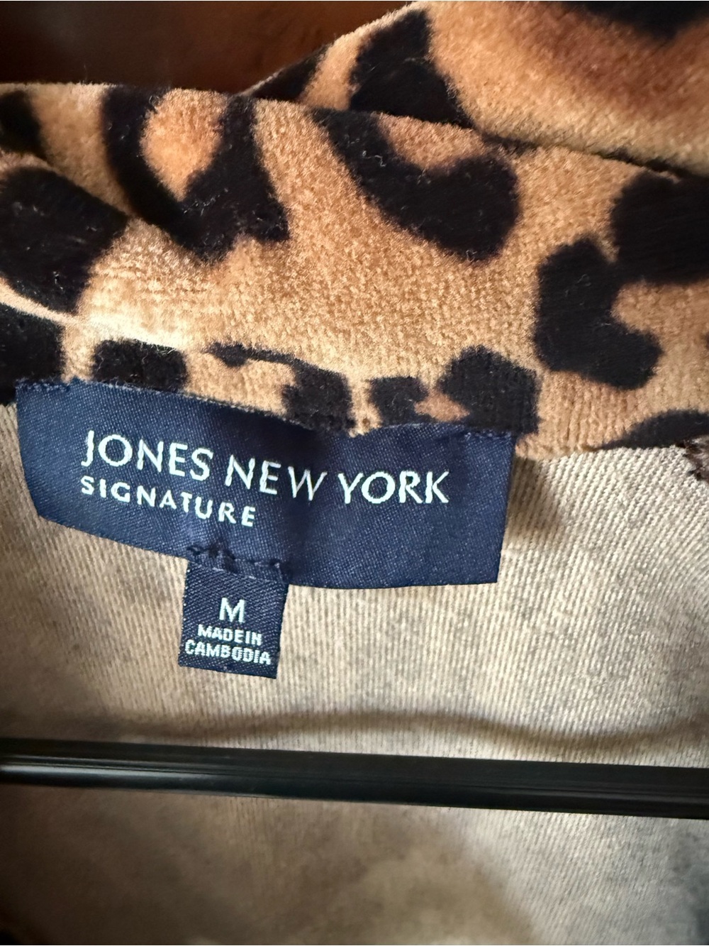 Jones New York Leopard-Print Velour Jacket in Brown and Black - Picture 2 of 3